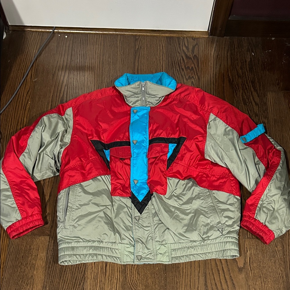 Vtg Raven Red grey ski patrol puffer retro ski jacket XL